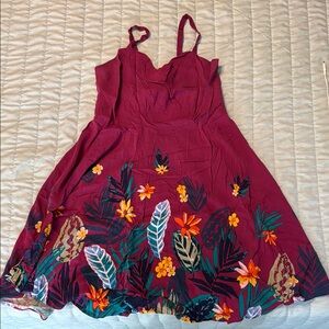 Old Navy Burgundy Floral Mini Dress
